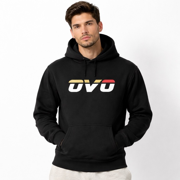 OVO Men’s Hoodie Large Black Flag Logo Made in Canada 100% Cotton - Picture 1 of 9